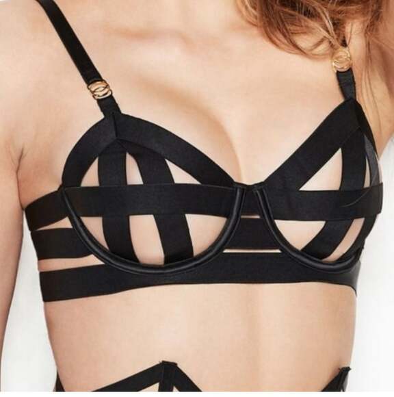 Victoria's Secret Balconette Bra 34 DD - Womens Black Unlined Wire-Free Strappy - Picture 1 of 1